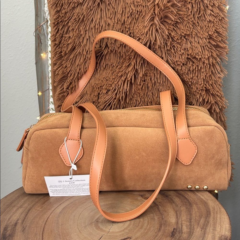 Pretty Simple Sally Suede Barrel Bag/Camel - Picture 9 of 9